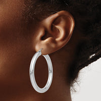 14k White Gold Polished 5mm Lightweight Hoop Earrings-T873L