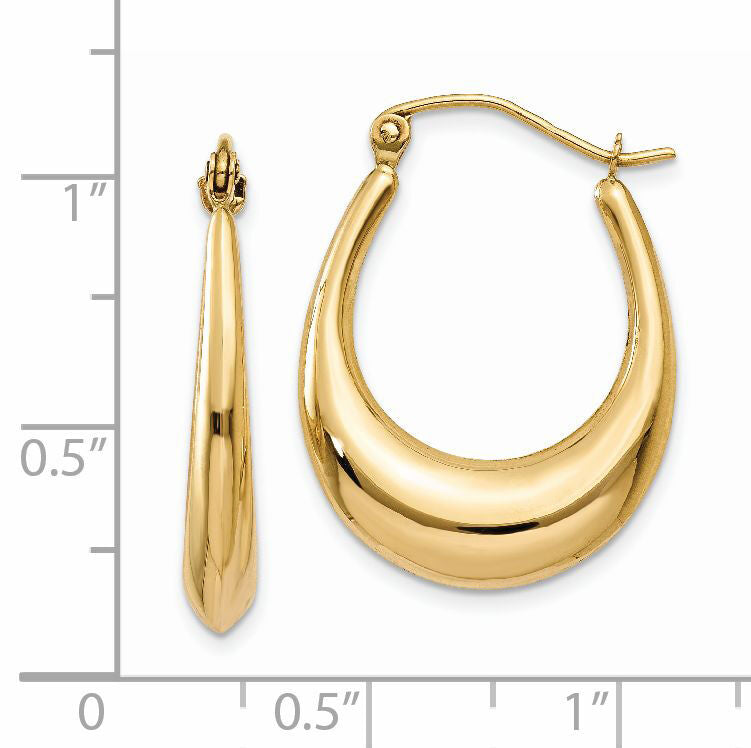 14k Polished Hoop Earrings-T896