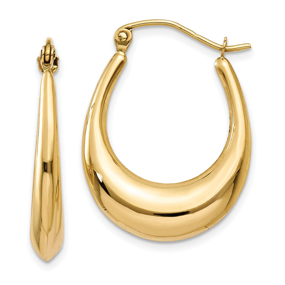 14k Polished Hoop Earrings-T896