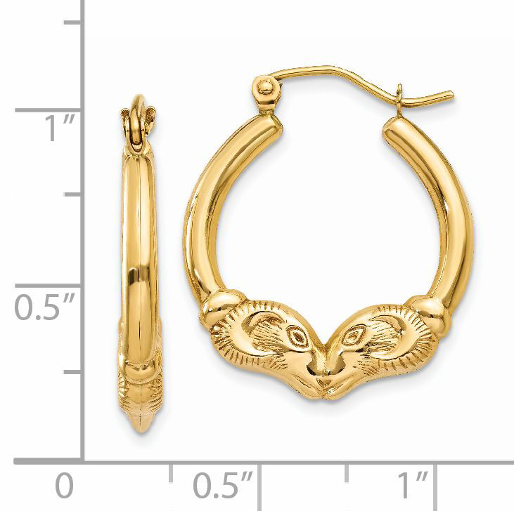 14k Polished Ram Hoop Earrings-T897