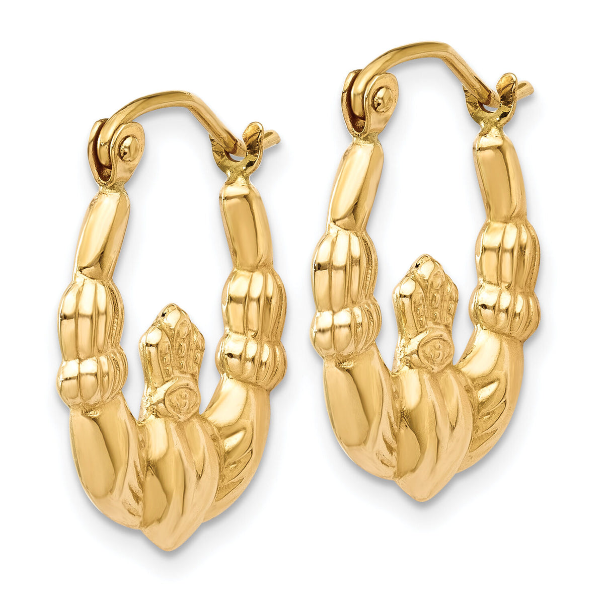 14k Polished Claddagh Hoop Earrings-T899