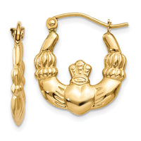 14k Polished Claddagh Hoop Earrings-T899