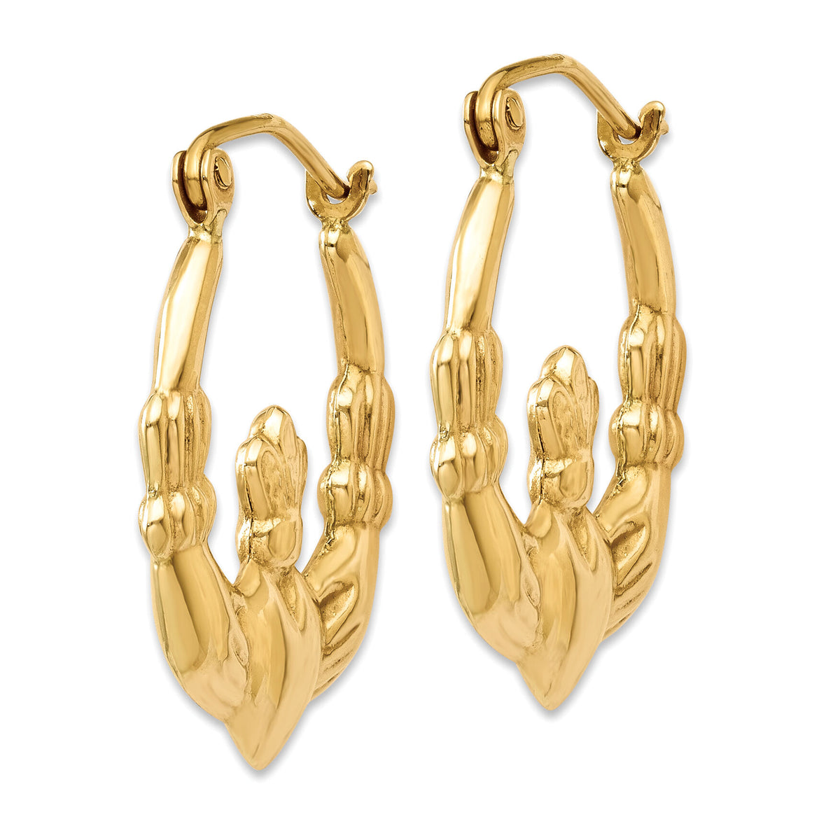14k Polished Claddagh Hoop Earrings-T900