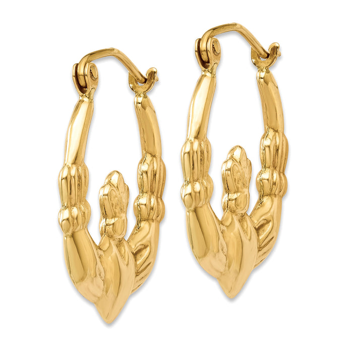 14k Polished Claddagh Hoop Earrings-T900