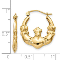 14k Polished Claddagh Hoop Earrings-T900
