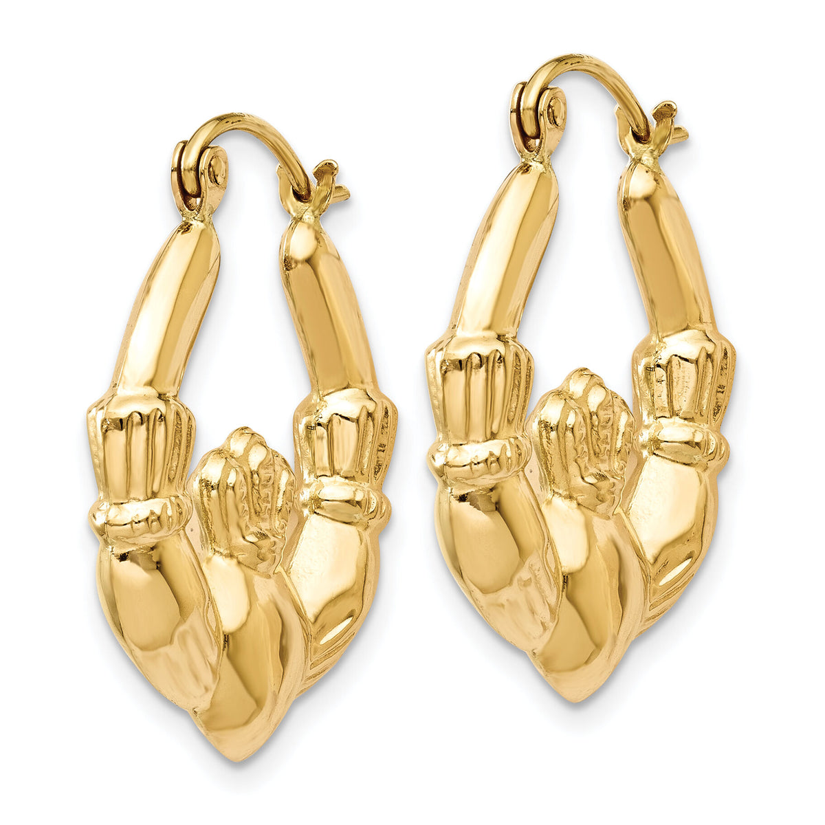 14k Polished Claddagh Hoop Earrings-T901