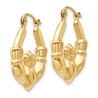 14k Polished Claddagh Hoop Earrings-T901