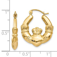14k Polished Claddagh Hoop Earrings-T901