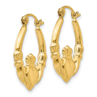 14k Polished Claddagh Hoop Earrings-T902