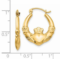 14k Polished Claddagh Hoop Earrings-T902