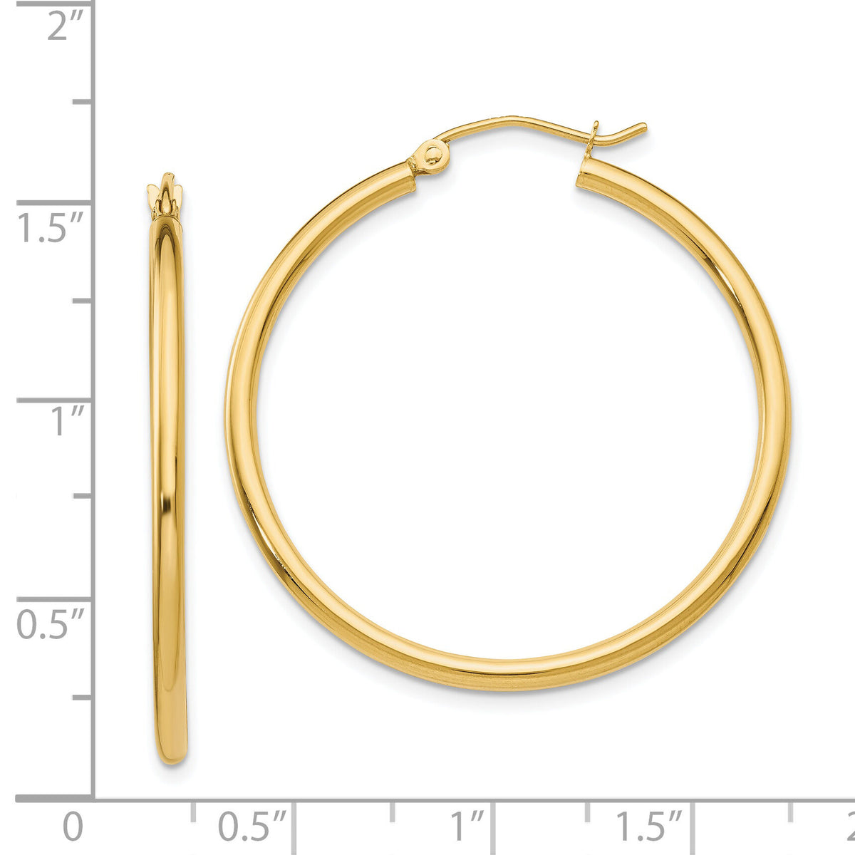 14k Polished 2x35mm Tube Hoop Earrings-T913