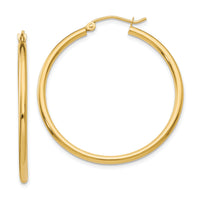 14k Polished 2x35mm Tube Hoop Earrings-T913
