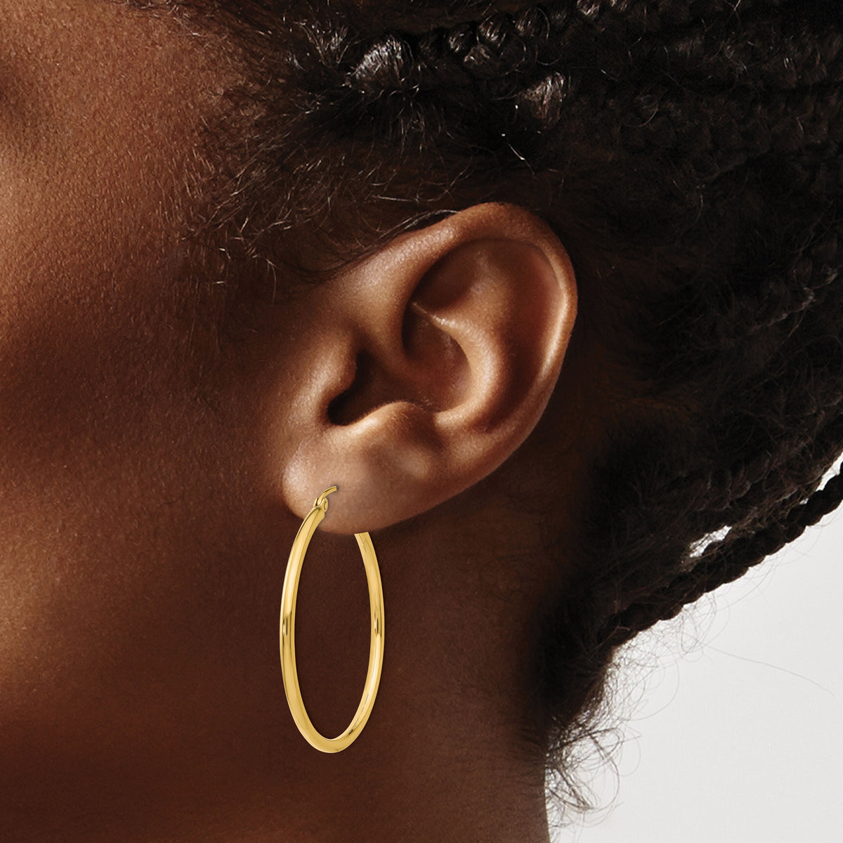 14k Polished 2x35mm Lightweight Tube Hoop Earrings-T913L