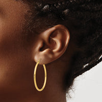 14k Polished 2x35mm Lightweight Tube Hoop Earrings-T913L
