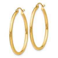 14k Polished 2x30mm Tube Hoop Earrings-T914
