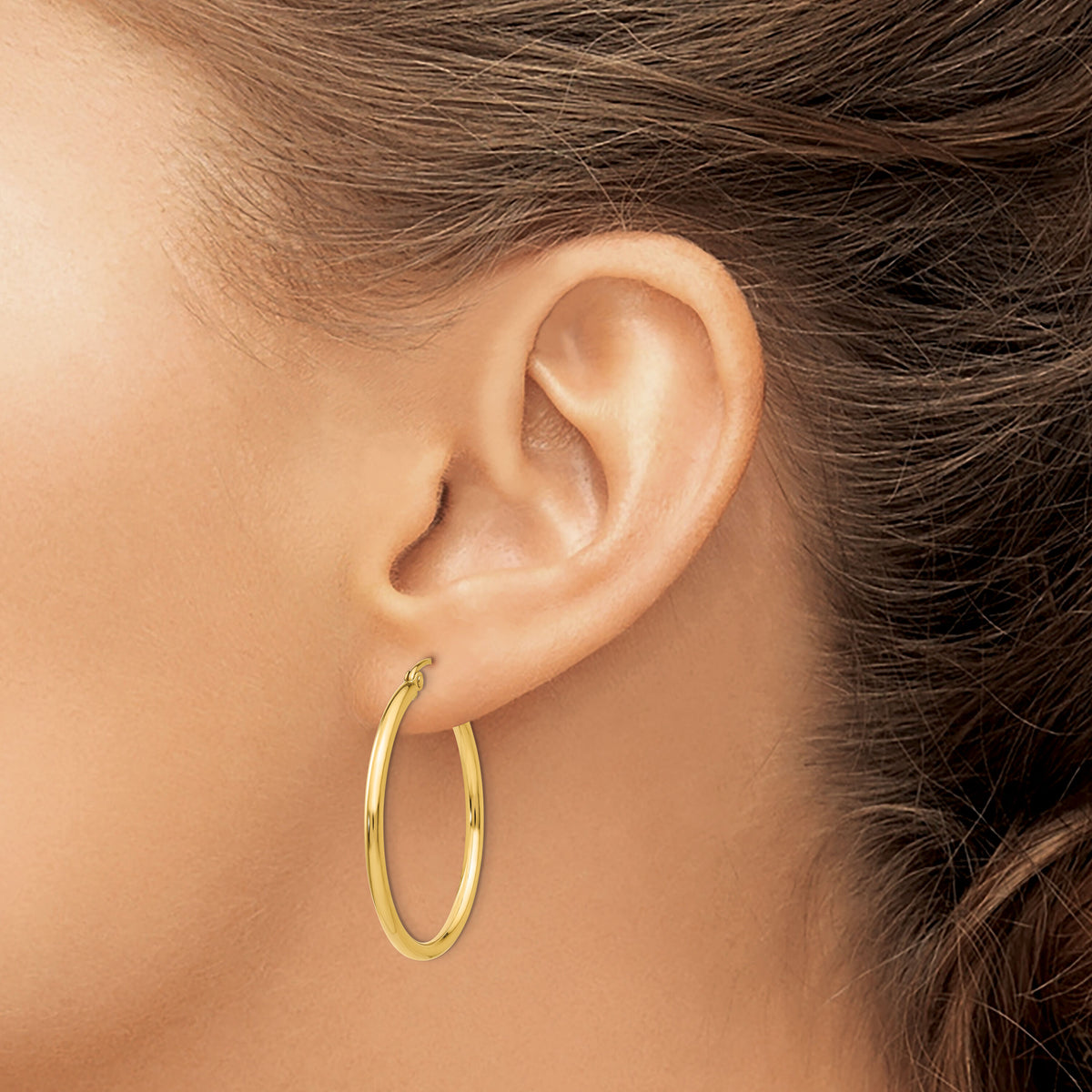 14k Polished 2x30mm Tube Hoop Earrings-T914