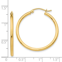 14k Polished 2x30mm Tube Hoop Earrings-T914