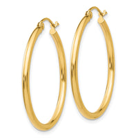 14k Polished 2x30mm Lightweight Tube Hoop Earrings-T914L