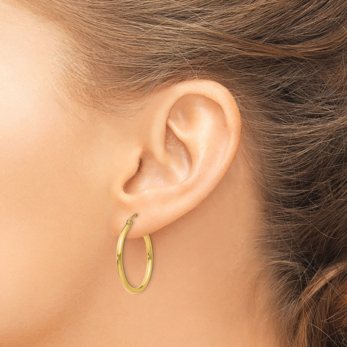 14k Polished 2x25mm Tube Hoop Earrings-T915