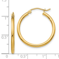 14k Polished 2x25mm Tube Hoop Earrings-T915