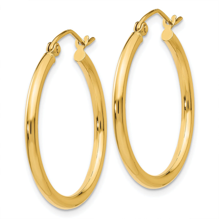 14k Polished 2x25mm Lightweight Tube Hoop Earrings-T915L