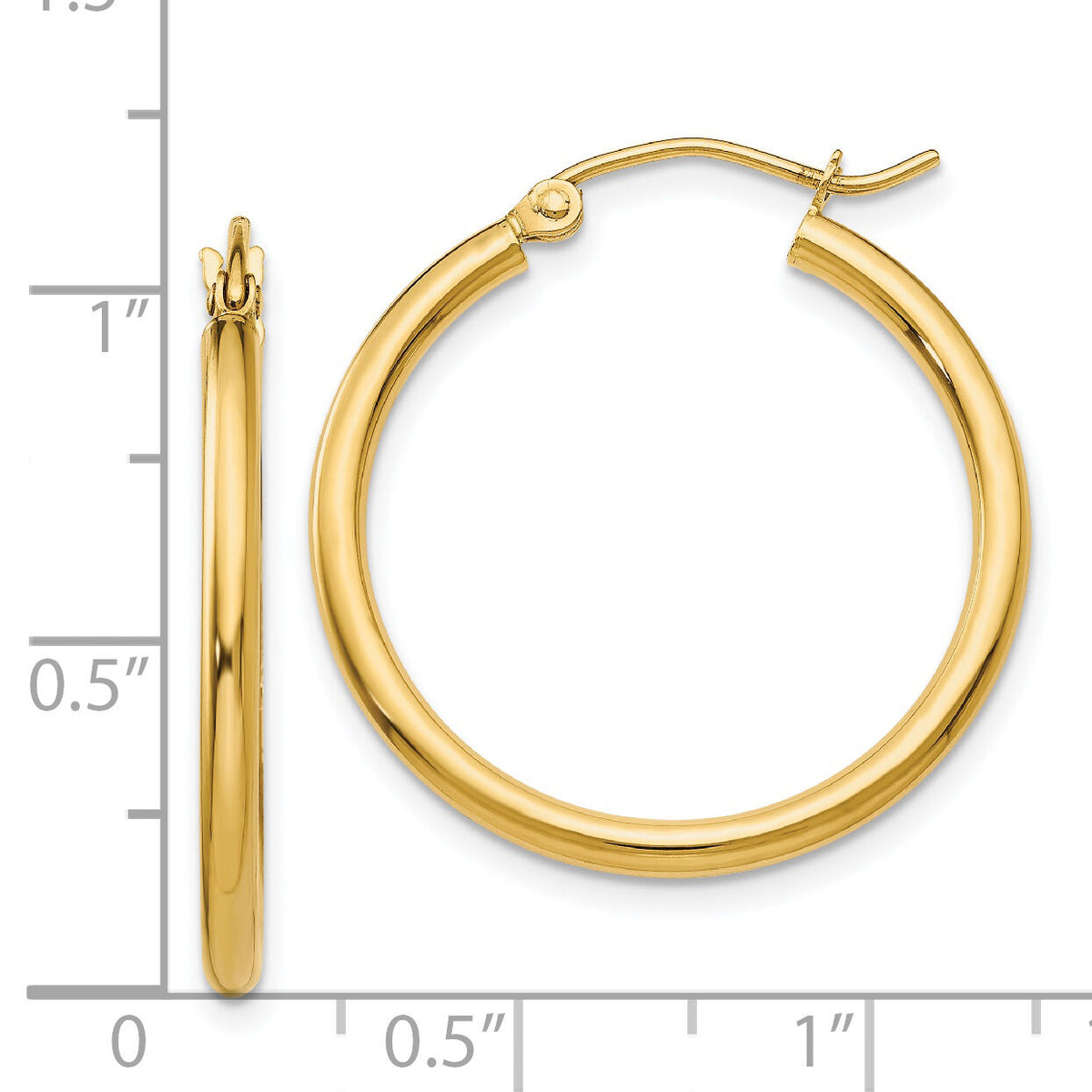 14k Polished 2x25mm Lightweight Tube Hoop Earrings-T915L