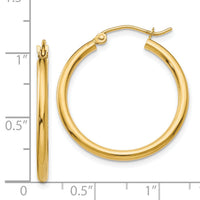14k Polished 2x25mm Lightweight Tube Hoop Earrings-T915L