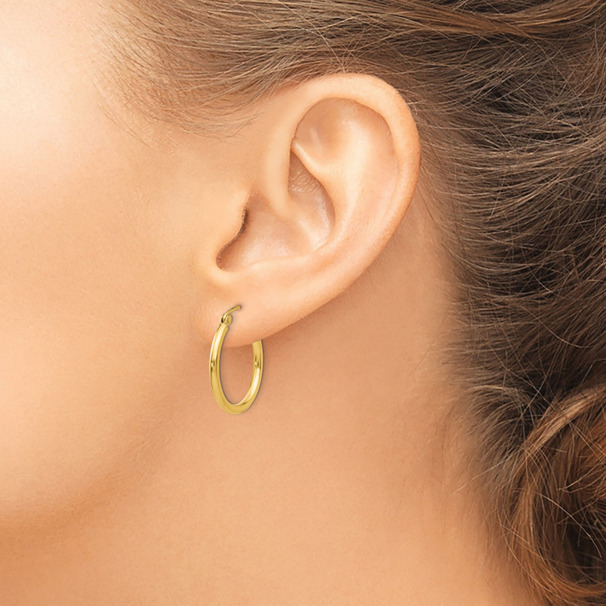 14k Polished 2x20mm Tube Hoop Earrings-T916