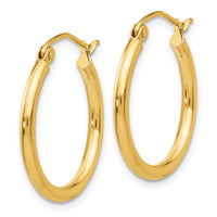 14k Polished 2x20mm Lightweight Tube Hoop Earrings-T916L