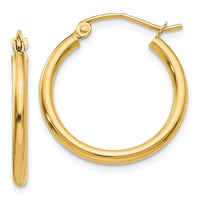 14k Polished 2x20mm Lightweight Tube Hoop Earrings-T916L