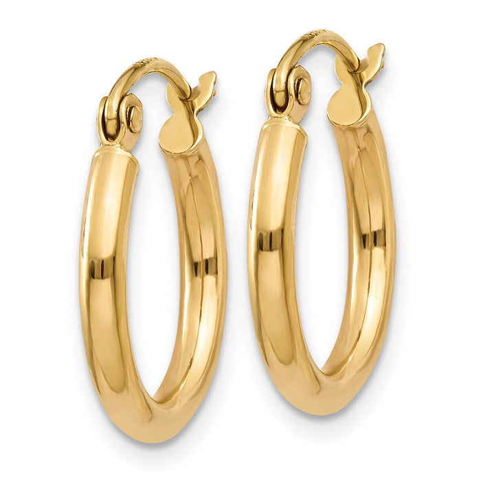 14k Polished 2x15mm Tube Hoop Earrings-T917