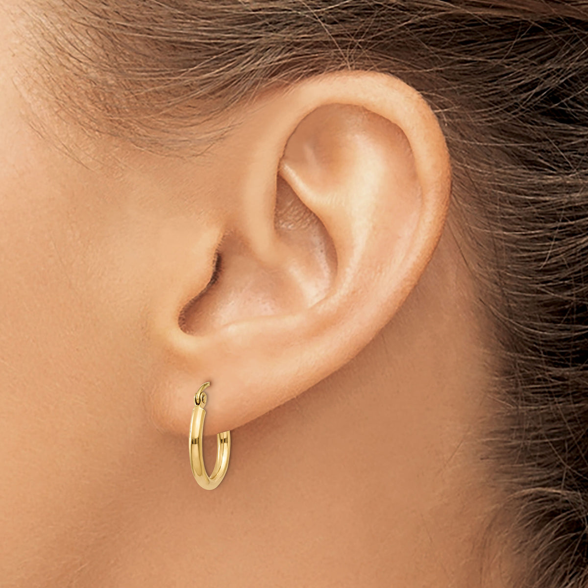 14k Polished 2x15mm Tube Hoop Earrings-T917