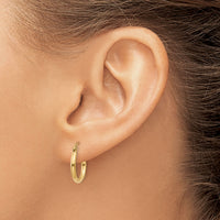 14k Polished 2x15mm Tube Hoop Earrings-T917