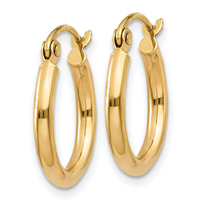 14k Polished 2x15mm Lightweight Tube Hoop Earrings-T917L