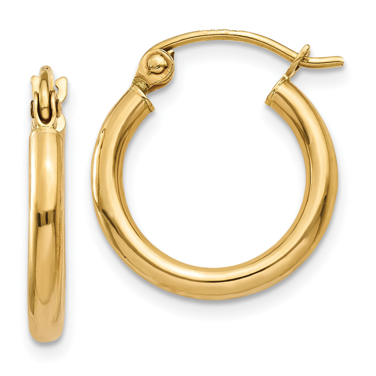 14k Polished 2x15mm Lightweight Tube Hoop Earrings-T917L