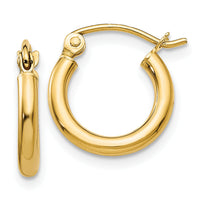 14k Polished 2x12mm Tube Hoop Earrings-T918