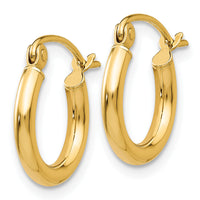 14k Polished 2x12mm Lightweight Tube Hoop Earrings-T918L