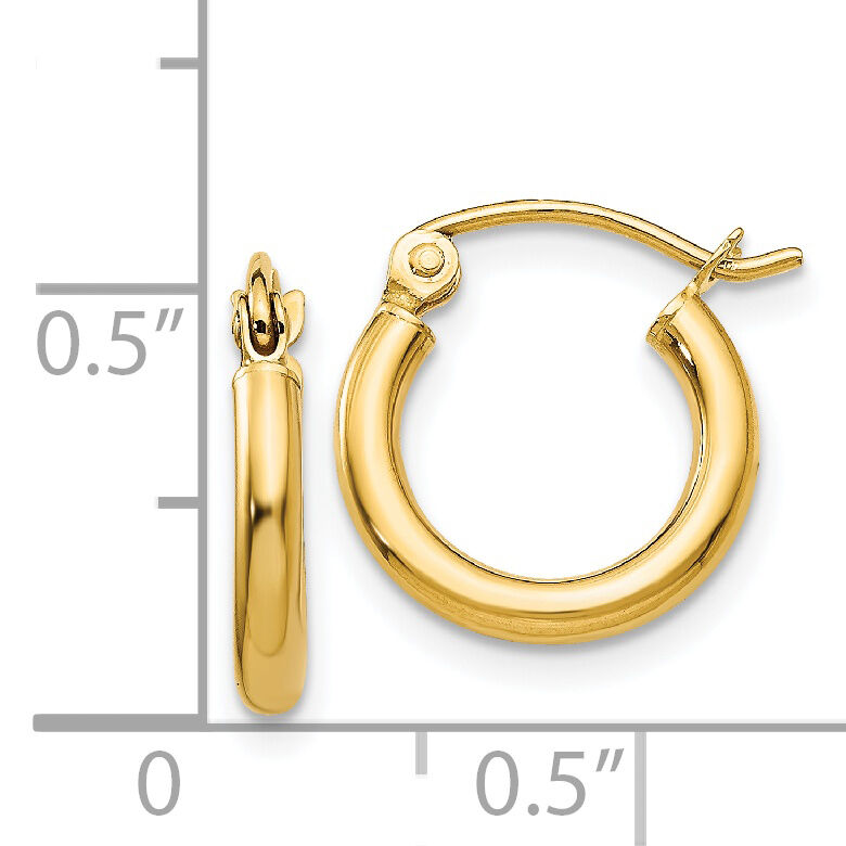 14k Polished 2x12mm Lightweight Tube Hoop Earrings-T918L