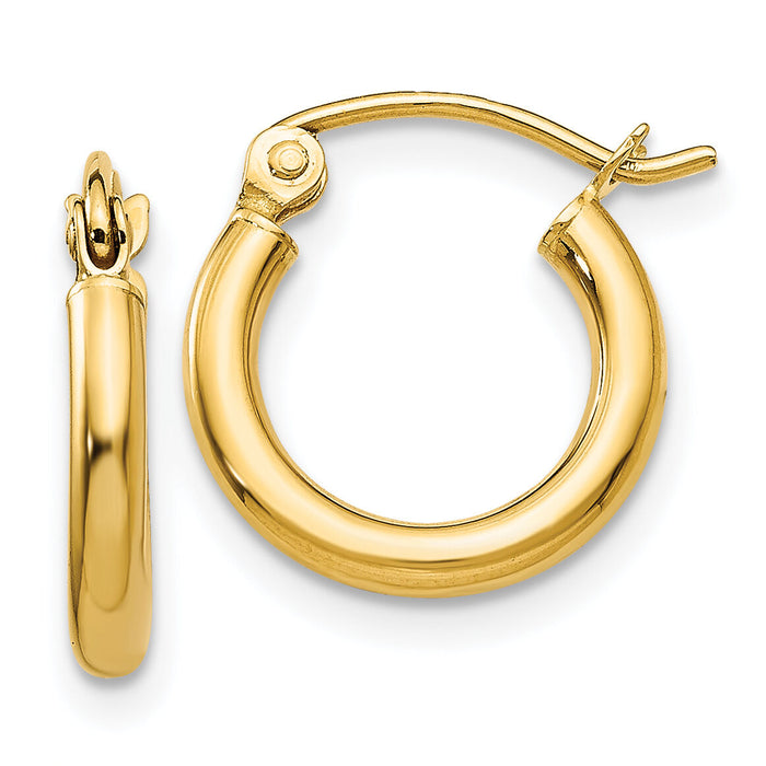 14k Polished 2x12mm Lightweight Tube Hoop Earrings-T918L