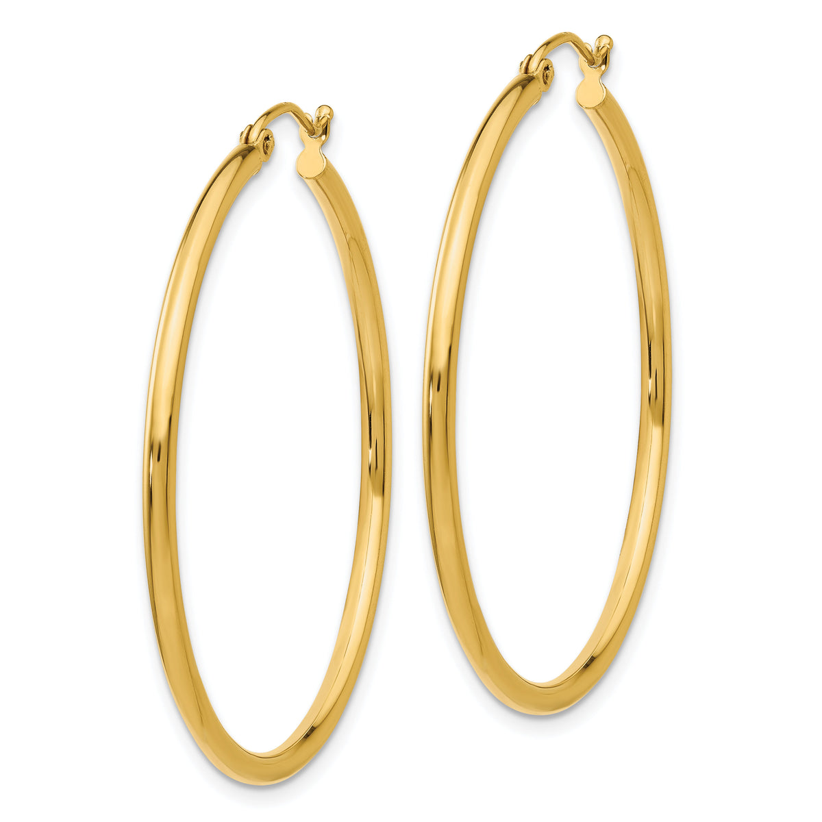 14k Polished 2x40mm Tube Hoop Earrings-T919