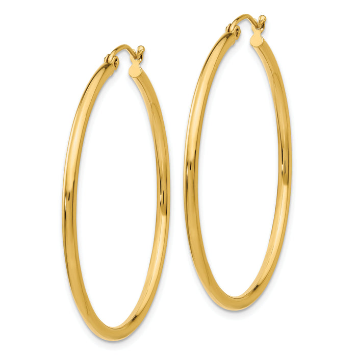 14k Polished 2x40mm Tube Hoop Earrings-T919