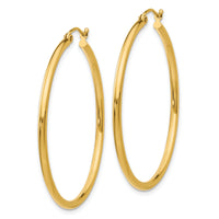 14k Polished 2x40mm Lightweight Tube Hoop Earrings-T919L