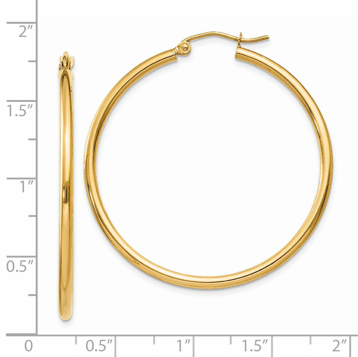 14k Polished 2x40mm Lightweight Tube Hoop Earrings-T919L