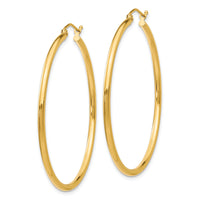 14k Polished 2x45mm Tube Hoop Earrings-T920