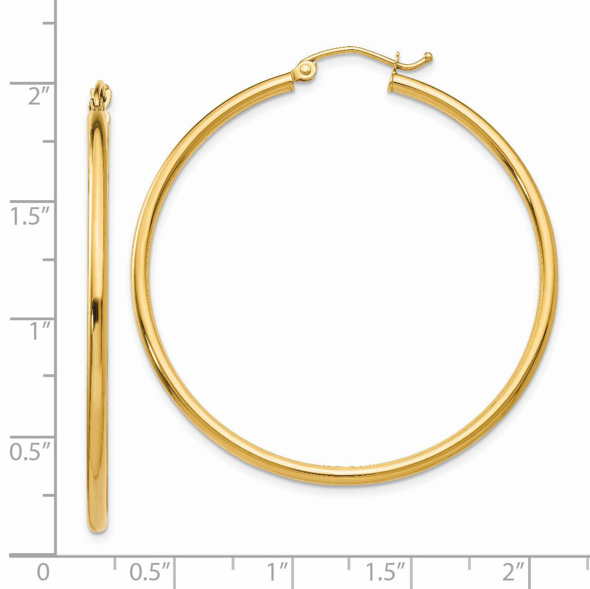 14k Polished 2x45mm Tube Hoop Earrings-T920