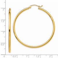 14k Polished 2x45mm Tube Hoop Earrings-T920