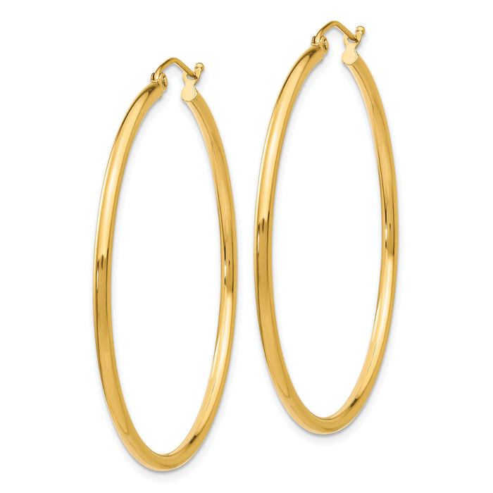 14k Polished 2x45mm Lightweight Tube Hoop Earrings-T920L