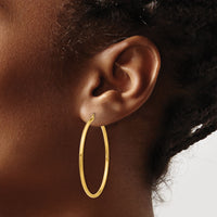 14k Polished 2x45mm Lightweight Tube Hoop Earrings-T920L
