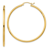 14k Polished 2x45mm Lightweight Tube Hoop Earrings-T920L
