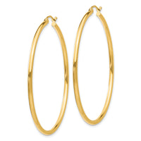 14k Polished 2x50mm Tube Hoop Earrings-T921